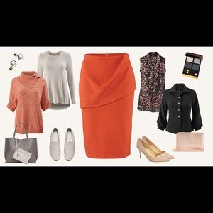 Cabi orange overlay skirt 6